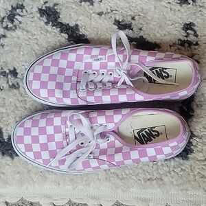 Checkered pink vans